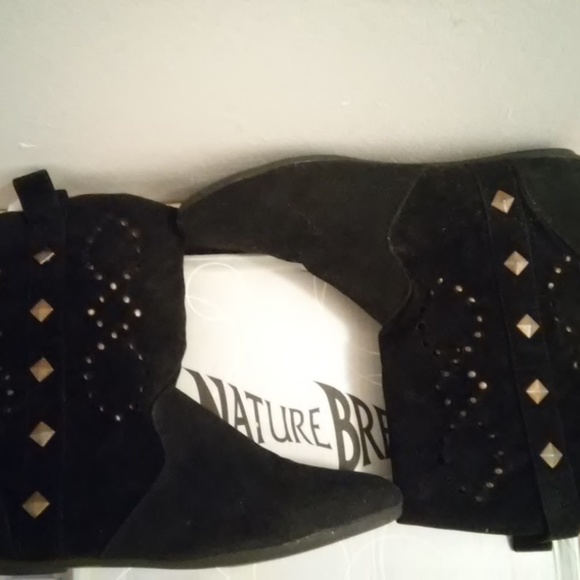 Suede Cowboy Studded Winter Fashion Boots - Picture 3 of 5